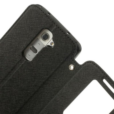 Roar Diary atverčiamas LG G2 D802 juodas odinis dėklas / Priedai.lt