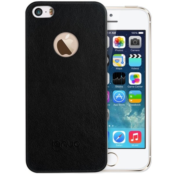 „Lenuo“ Leyun Leather dėklas - juodas (iPhone 5 / 5S / SE 2016)