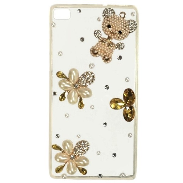 „Luxury“ 3D dėklas su kristalais - skaidrus (P8)