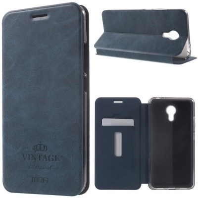 Meizu m3 note „Mofi“ Vintage sērijas zils ādas atvērams maciņš / Vacins.lv