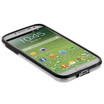 Samsung Galaxy S4 (I9500) dzidrs, caurspīdīgs rāmis (sānu apmale, bamperis) - melns / Vacins.lv