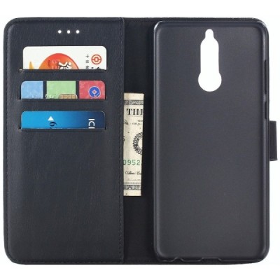 Huawei Mate 10 Lite atvēramais ādas melns retro maciņš (maks) / Vacins.lv
