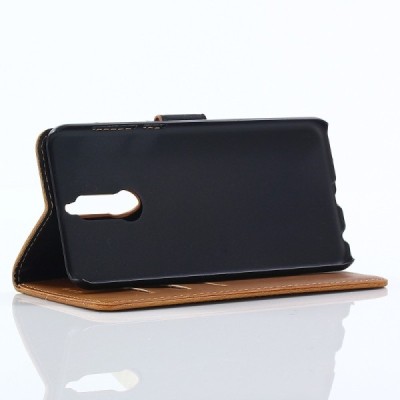 Huawei Mate 10 Lite atverčiamas rudas odinis retro dėklas - piniginė / Priedai.lt