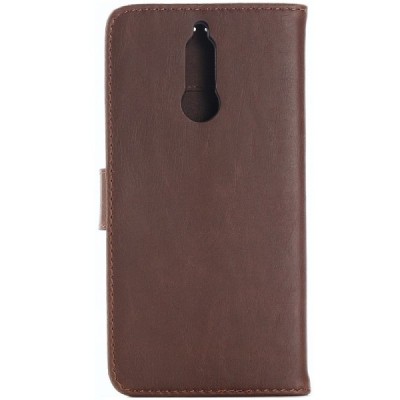 Huawei Mate 10 Lite atverčiamas tamsiai rudas odinis retro dėklas - piniginė / Priedai.lt