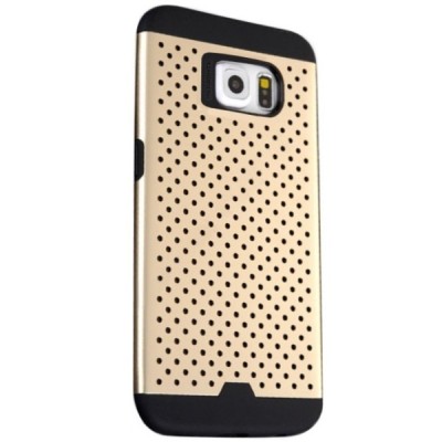 Sustiprintos apsaugos Samsung Galaxy S6 G920 auksinis kieto silikono (TPU) ir plastiko dėklas / Priedai.lt