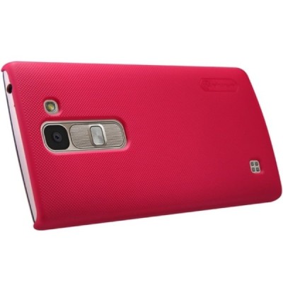 LG Spirit Nillkin Frosted Shield raudonas plastikinis dėklas + apsauginė ekrano plėvelė / Priedai.lt