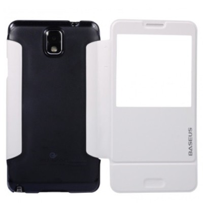 Samsung Galaxy Note 3 Baseus Folio atverčiamas baltas dėklas / Priedai.lt