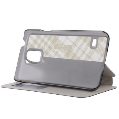 Samsung Galaxy S5 G900 (S5 Neo G903) Baseus Brocade atverčiamas juodas dėklas / Priedai.lt