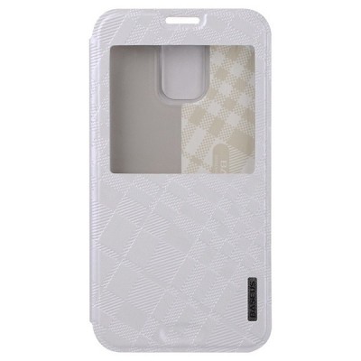 Samsung Galaxy S5 G900 (S5 Neo G903) Baseus Brocade atverčiamas baltas dėklas / Priedai.lt