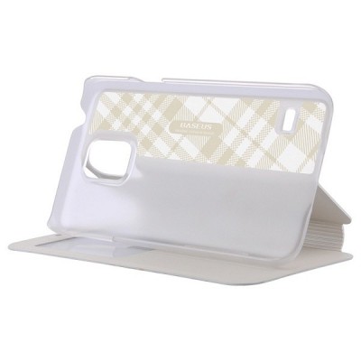 Samsung Galaxy S5 G900 (S5 Neo G903) Baseus Brocade atverčiamas baltas dėklas / Priedai.lt