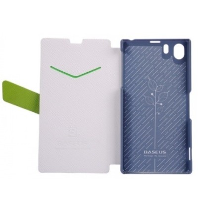 Baltas „Baseus“ Faith Leather atverčiamas Sony Xperia Z1 dėklas / Priedai.lt