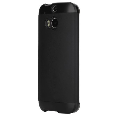 HTC One M8 un HTC One M8s Rock Touch ādas atvēramais melns maciņš / Vacins.lv