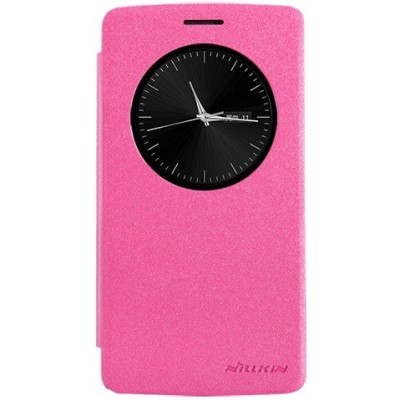 LG G3 S D722 rožinis odinis atverčiamas Nillkin Sparkle dėklas / Priedai.lt