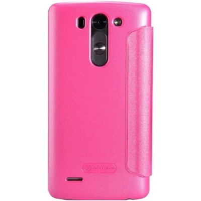 LG G3 S D722 rožinis odinis atverčiamas Nillkin Sparkle dėklas / Priedai.lt