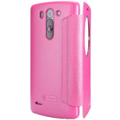 LG G3 S D722 rožinis odinis atverčiamas Nillkin Sparkle dėklas / Priedai.lt