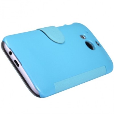 Nillkin Fresh HTC One M8 mėlynas odinis atverčiamas dėklas / Priedai.lt