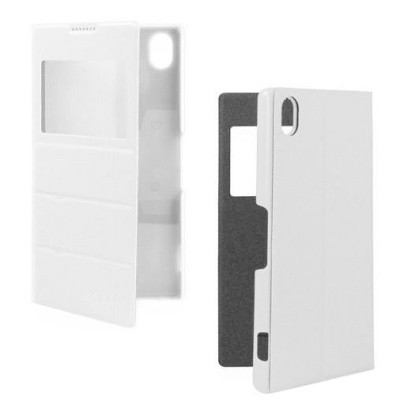 Sony Xperia Z2 (D6503, D6502, D6543) „ROCK“ Excel baltas atverčiamas S View stiliaus dėklas (dėkliukas) / Priedai.lt