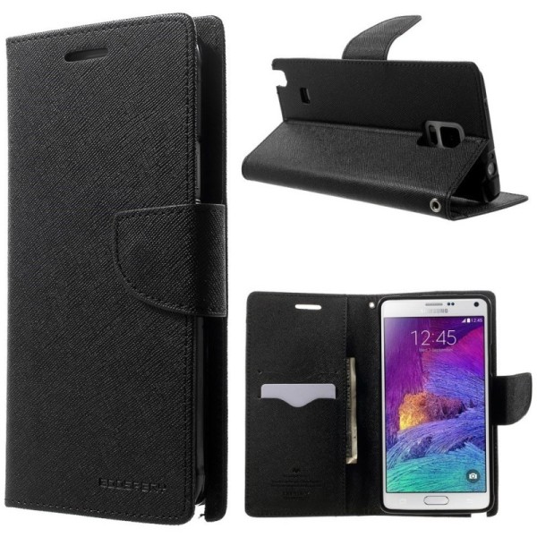 „Mercury“ Fancy Diary atvērams futrālis - melns (Galaxy Note 4)