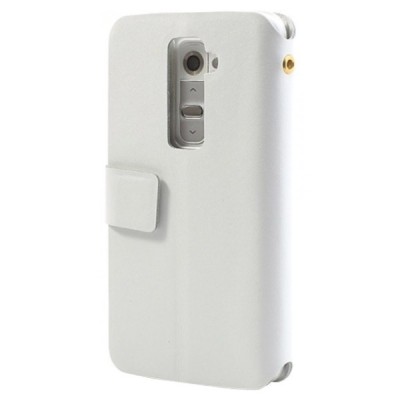 „Doormoon“ serijos LG G2 D802 baltas odinis atverčiamas dėklas / Priedai.lt