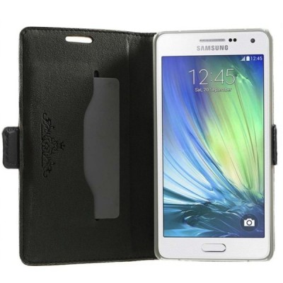 „Doormoon“ serijos Samsung Galaxy A5 (A500) juodas odinis atverčiamas dėklas / Priedai.lt