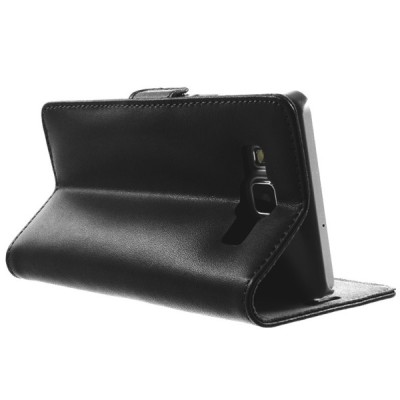 „Doormoon“ serijos Samsung Galaxy A5 (A500) juodas odinis atverčiamas dėklas / Priedai.lt