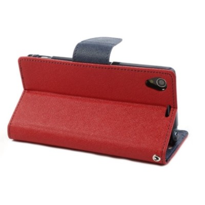 Sony Xperia Z1 (Honami L39h) „Mercury“ Fancy raudonas odinis atverčiamas dėklas - piniginė / Priedai.lt