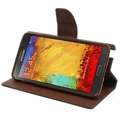 „Mercury“ Fancy Samsung Galaxy Note 3 (N9005, N9002, N9000) melns ādas maciņš / Vacins.lv