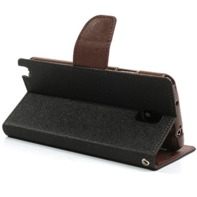 „Mercury“ Fancy Samsung Galaxy Note 3 (N9005, N9002, N9000) melns ādas maciņš / Vacins.lv