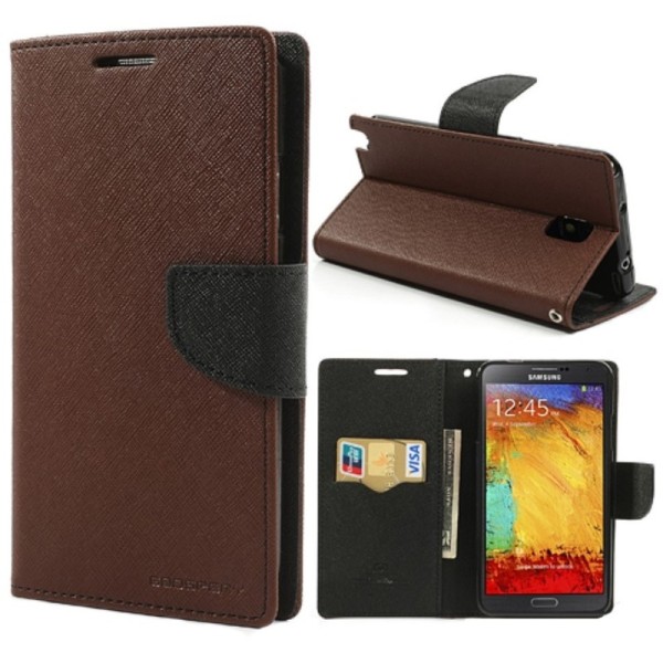 „Mercury“ Fancy atverčiamas dėklas - rudas (Galaxy Note 3)