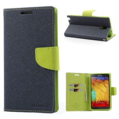 „Mercury“ Fancy Samsung Galaxy Note 3 (N9005, N9002, N9000) mėlynas odinis dėklas / Priedai.lt