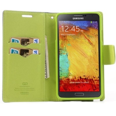 „Mercury“ Fancy Samsung Galaxy Note 3 (N9005, N9002, N9000) mėlynas odinis dėklas / Priedai.lt