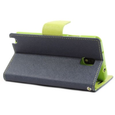 „Mercury“ Fancy Samsung Galaxy Note 3 (N9005, N9002, N9000) mėlynas odinis dėklas / Priedai.lt