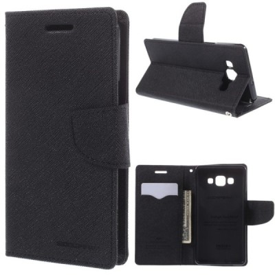 „Mercury“ Fancy Samsung Galaxy A5 (A500F) melns ādas maciņš / Vacins.lv