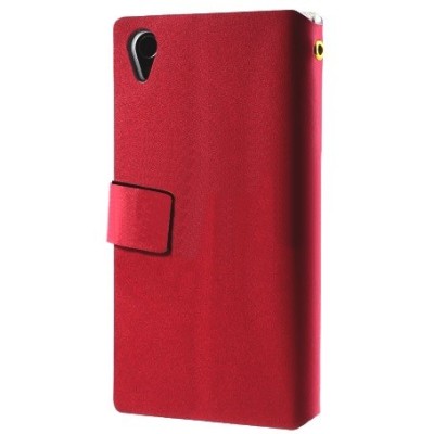 Sony Xperia Z1 (Honami L39h) „Doormoon“ sērijas sarkans ādas atvērams maciņš / Vacins.lv