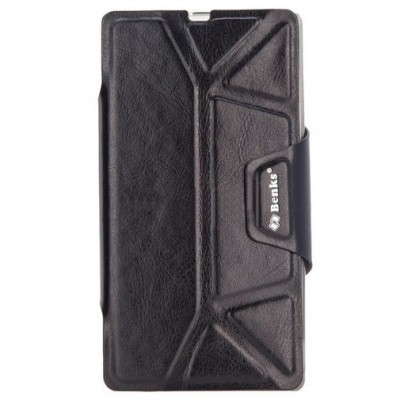 Sony Xperia Z „Benks“ ādas atvēramais melns futrālis / Vacins.lv