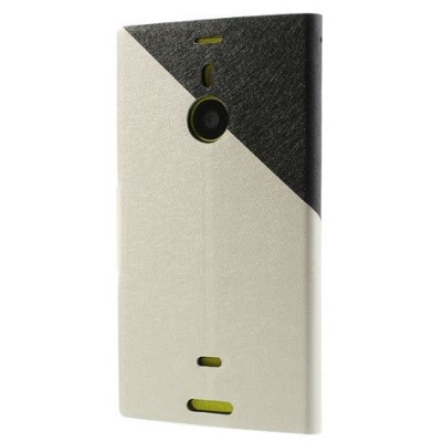 Nokia Lumia 1520 „Double“ sērijas melns, balts ādas atvērams maciņš / Vacins.lv