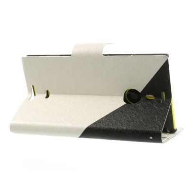 Nokia Lumia 1520 „Double“ sērijas melns, balts ādas atvērams maciņš / Vacins.lv