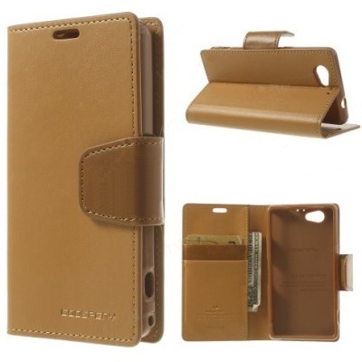 Sony Xperia Z1 Compact Mercury Sonata rudas atverčiamas dėklas - piniginė / Priedai.lt