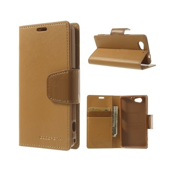 „Mercury“ Sonata atverčiamas dėklas - rudas (Xperia Z1 Compact)