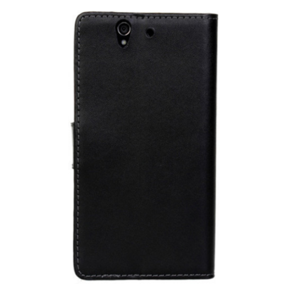 Sony Xperia Z (L36h, C6603, C6602) atvēramais ādas melns Casual maciņš (maks) / Vacins.lv