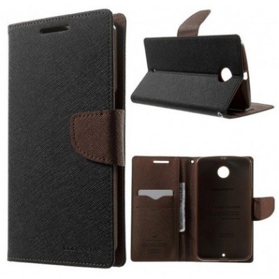 „Mercury“ Fancy Motorola Nexus 6 melns ādas maciņš / Vacins.lv