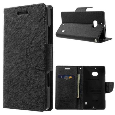 „Mercury“ Fancy Nokia Lumia 930 melns ādas maciņš / Vacins.lv