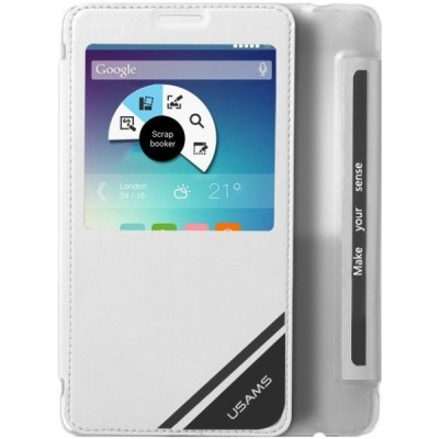 Samsung Galaxy Note 4 (N910) Usams Viva balts atvēramais maciņš ar lodziņu / Vacins.lv
