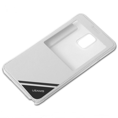 Samsung Galaxy Note 4 (N910) Usams Viva balts atvēramais maciņš ar lodziņu / Vacins.lv