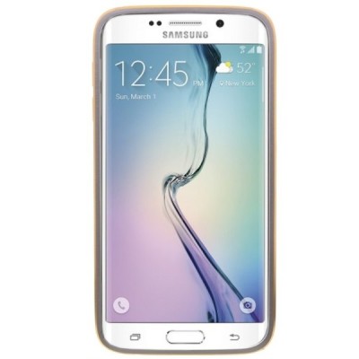 Samsung Galaxy S6 Edge (G925) Luphie plastmasas apvalks ar alumīnija metāla rāmjiem - balts / Vacins.lv