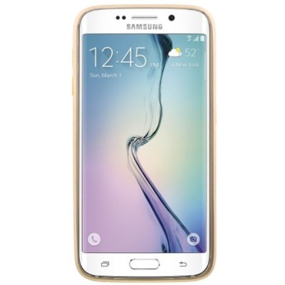 Samsung Galaxy S6 Edge (G925) Luphie plastmasas apvalks ar alumīnija metāla rāmjiem - zelta / Vacins.lv