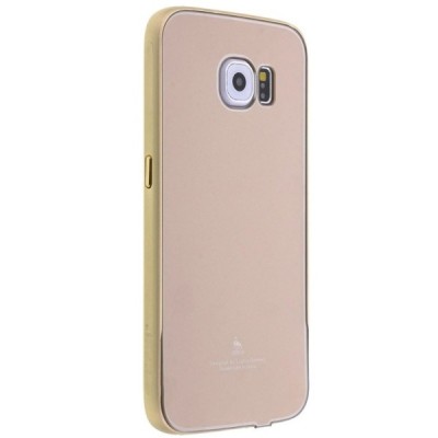Samsung Galaxy S6 Edge (G925) Luphie plastmasas apvalks ar alumīnija metāla rāmjiem - zelta / Vacins.lv