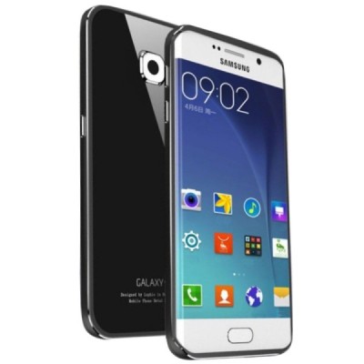 Samsung Galaxy S6 Edge (G925) Luphie stikla apvalks ar alumīnija metāla rāmjiem - melns / Vacins.lv