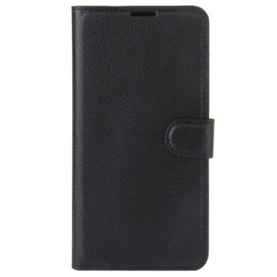 Nokia 3 „Litchi“ atverčiamas juodas odinis dėklas, knygutė - piniginė / Priedai.lt