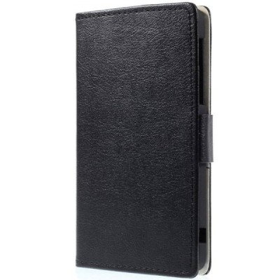 Sony Xperia ZL (C6503) atvēramais ādas melns maciņš (maks) / Vacins.lv